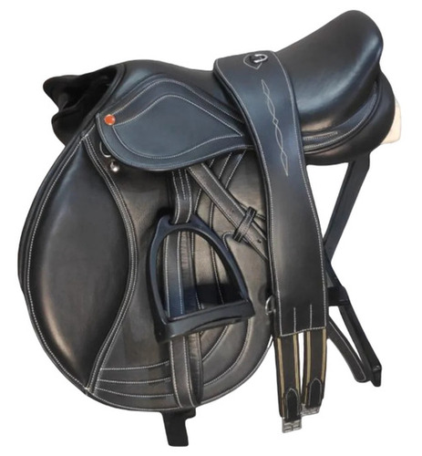 English Jumping Leather Saddle - Color: Brown/ Black