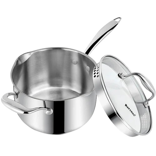 Stainless Steel Pans - Stainless Steel, Fine Finished, Durable | Full Impacted Bottom, Silver Interior Coating, 6 Month Warranty