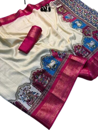 Embroidery Silk Saree - Color: Pink