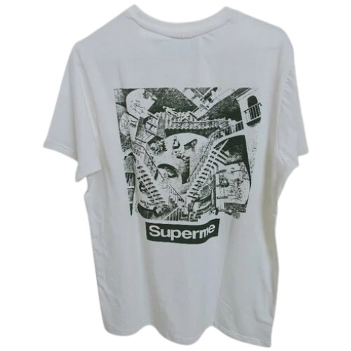 Men Drop Shoulder Printed T Shirts - Color: White