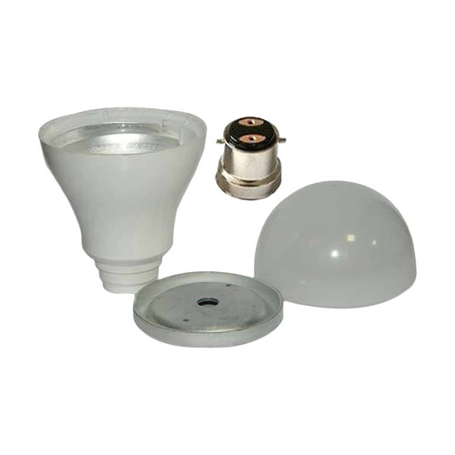 LED Bulb Housing - Aluminum Ceramic Body, Round White, IP40, 220V AC, Polished Rust Free Finish