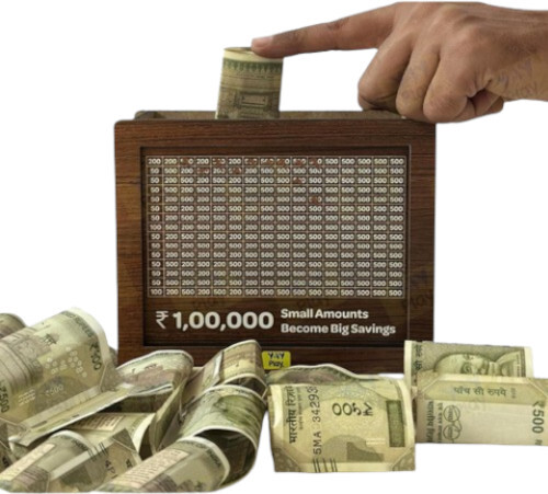 Wooden Money Bank Box - Material: Mdf Wood