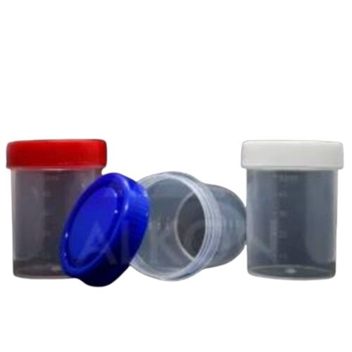 50ml Urine Container - Polypropylene Plastic, Clear, Screw Lid, Leakproof, Single-Use, Portable, Round Shape