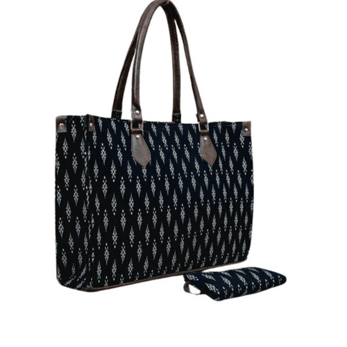 Handicraft Handbags - Leather Standard Size Black | Lightweight Easy to Carry Zipper Closure