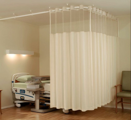 Lushomes Hospital Curtains 16 Ft W X 7 Ft H - Polyester, 16x7 Ft, White | Anti-Bacteria, Eco Friendly, Easy Assembly