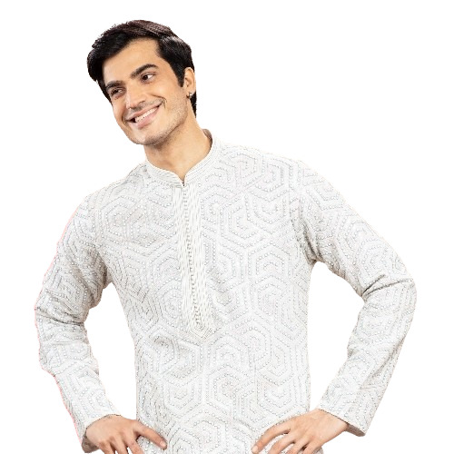 Premium White Kurta - Feature: No Fade
