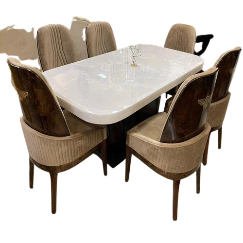6 Seater Wooden Marble Top Dining