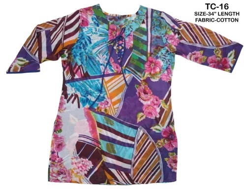 Ladies Tunic - Cotton 34" Length All Colors | Embroidered Breathable Washable Full Sleeves Regular Fit