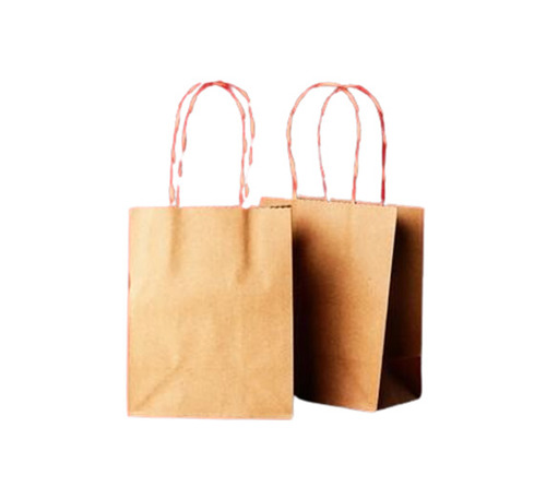 Paper Carry Bag - Coated Paper, Standard Size, Brown Color | Biodegradable, Disposable, Moisture Proof, Recyclable, Flexiloop Handle, Aqueous Coating