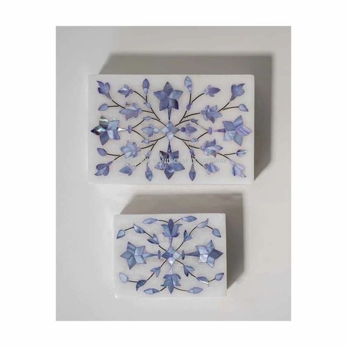 Indian Art Work Mop Inlay Jewelry Box - Color: Natural