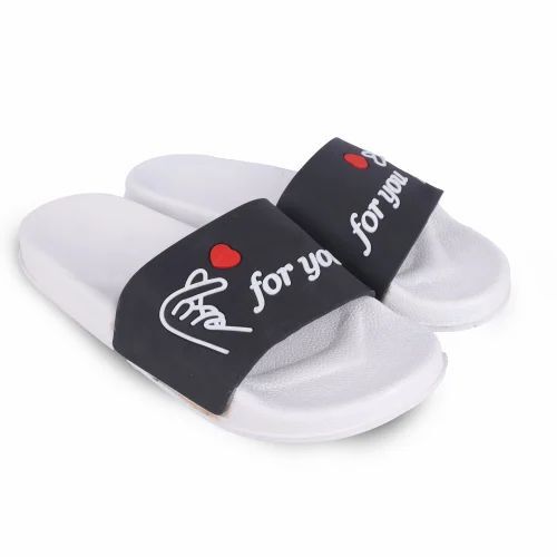 Black And White Rubber Slipper