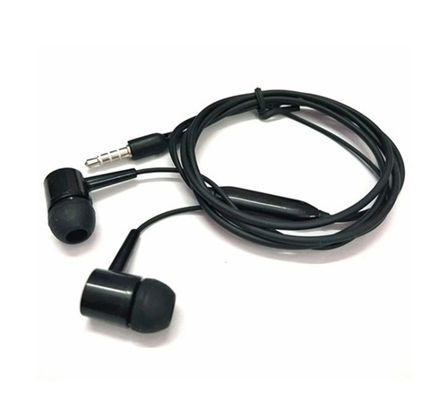 Black Wired Earphone - Plastic and Rubber Material, Standard Size, Shock and Heat Resistant | Wired Microphone, Lightweight, Easy to Use
