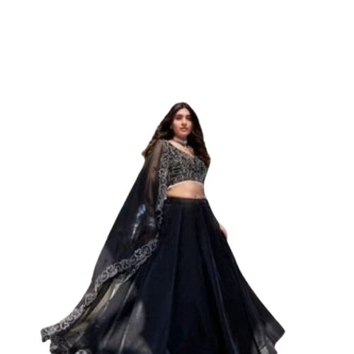 Silk Lehenga Set - Color: Black