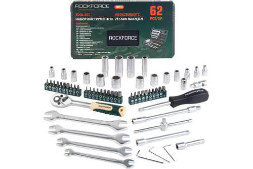 Rockforce Tool Kit 1/4 Inches DR 6-Point Deep Sockets 62 Pieces