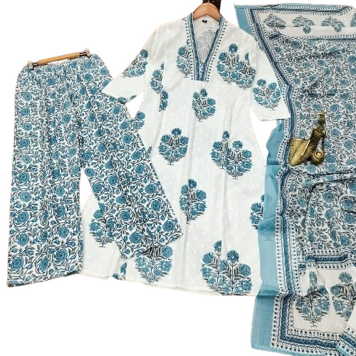 Printed Salwar Suit With Dupatta - Color: Multi Color
