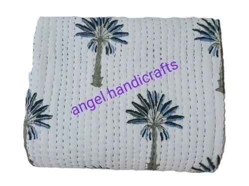 Palm Tree Printed Kantha Quilt