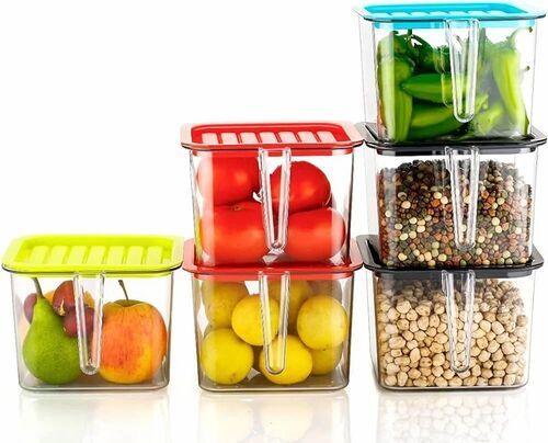 Plastic Container - PVC Material, Square Shape, Set of 6 Pcs | Very Good Quality, Durable, Eco-Friendly, Fine Finished, Multiple Colors