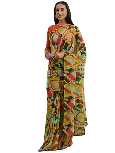 Multicolor Checked Saree