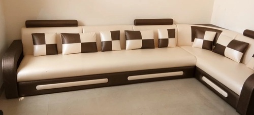 Leatherette Mango Wood L Shape Sofa