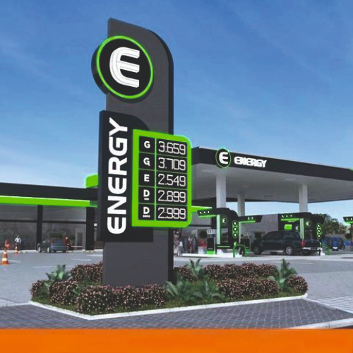Outdoor Energy Pylon Sign - Body Material: Aluminum And Acrylic