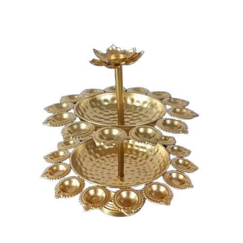 Religious Metal Urli - Iron, Golden, Round | Durable, Fancy, Glossy Finish, Festival Decoration