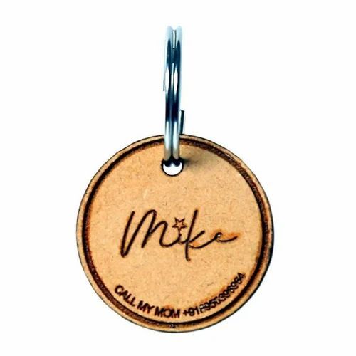 Round Wooden Dog Tag