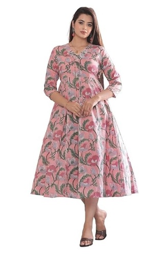 Cotton Floral Block Print Kurti