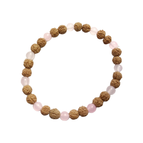 Rose Quartz And Rudraksha Bracelet