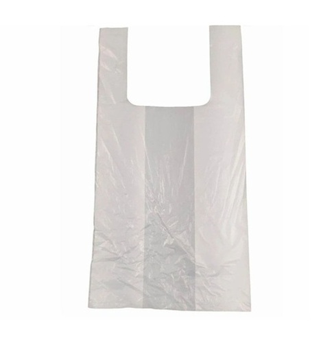 Plastic Carry Bags - Plastic, Standard Size, White | Lightweight, Foldable, Water Resistant, Eco-Friendly, Single Compartment with Non-Zipper Closure and W Cut Handle