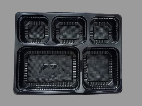 Plastic Meal Tray 5Cp - Color: Black/White