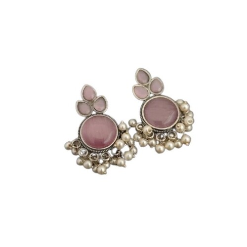 Kundan Earning - Color: Pink And Silver