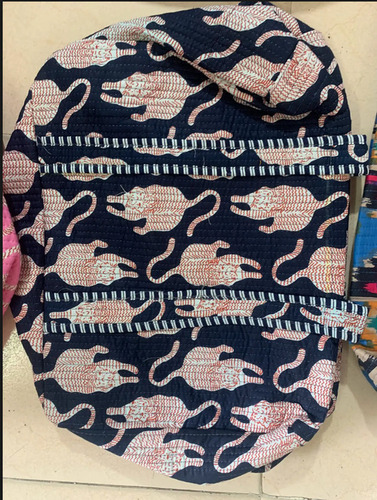 Cotton Quilted Duffle Tote Shoulder Bag Floral Print Eco-Friendly Fashionable Overnight Shopping Bag