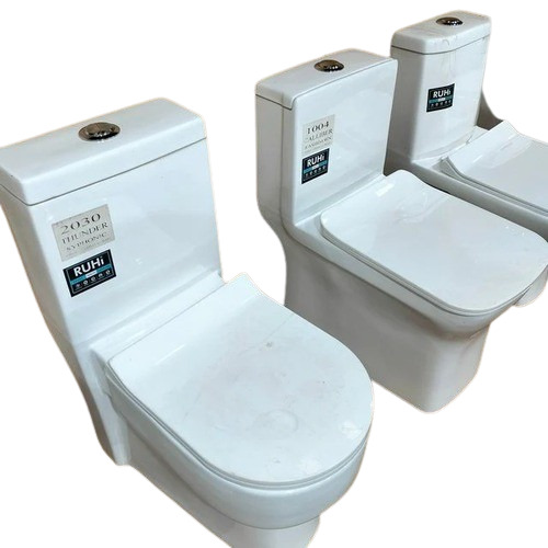 Sanitary Toilet Seat - Ceramic, 2x2 Size, Any Color, Round Shape | Siphonic Flushing, Deck Mounted, One Piece
