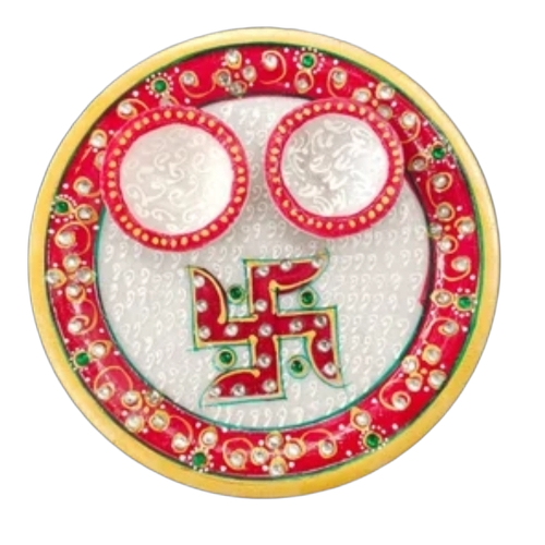 Marble Pooja Plate  - Color: White