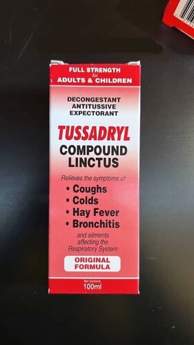 Tussadryl Compound Linctus cough syrup