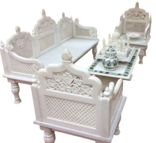 Marble Table Set - Color: White