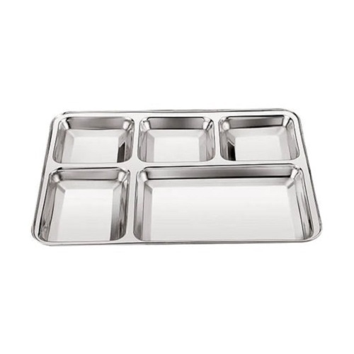 Stainless Steel 5in1 Square Compartment Plate