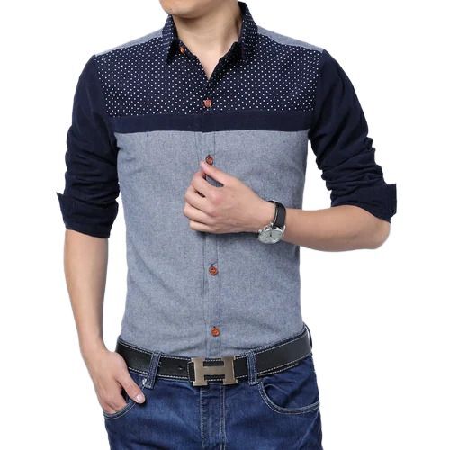 Mens Cotton Casual Shirt - Collar Style: Button Down