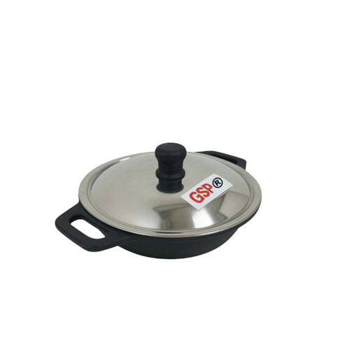 Cast Iron Appam Pan With Lid 21Cm - Thickness: 5 Millimeter (Mm)