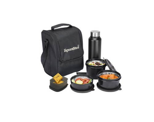 Signora Ware Monarch Lunch Box With Bottle Set - Color: Black