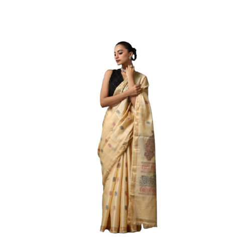 Handwoven Golden Kosa Silk Saree