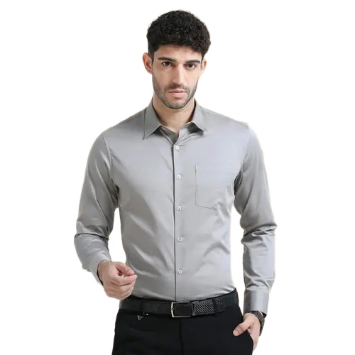 Grey Plain Formal Shirt