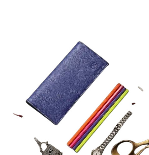 Ladies Blue Leather Wallet Clutch