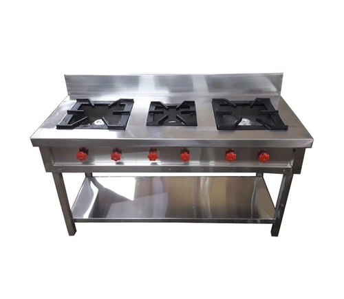 Three Burner Cooking Range - Interior Coating: Polished