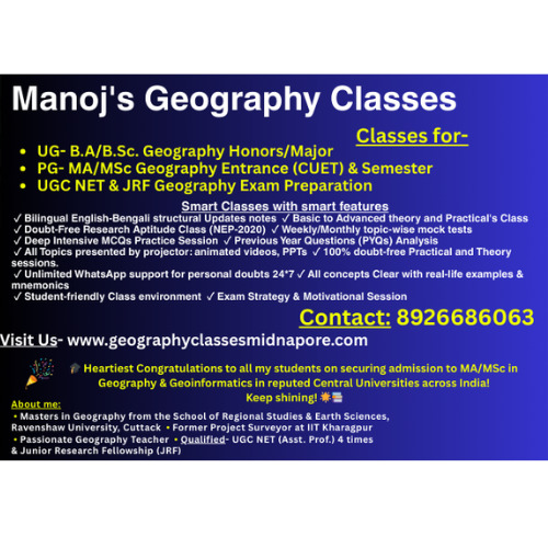 Geography Honours Teacher for college and university students