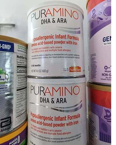 PurAmino Hypoallergenic Infant Drink, for Severe Food Allergies, Omega-3 DHA, Iron, Immune Support, Powder Can, 14.1 Oz