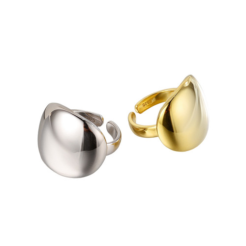 925 Silver Gold Plated High Polish Open Ring Size 7 Adjustable