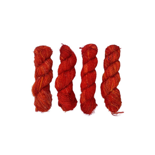 Orange Recycled Sari Silk Yarn