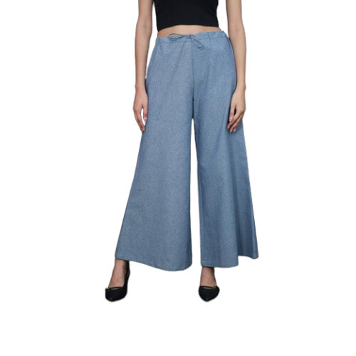 Women Denim Blue Flared Pants - Gender: Female