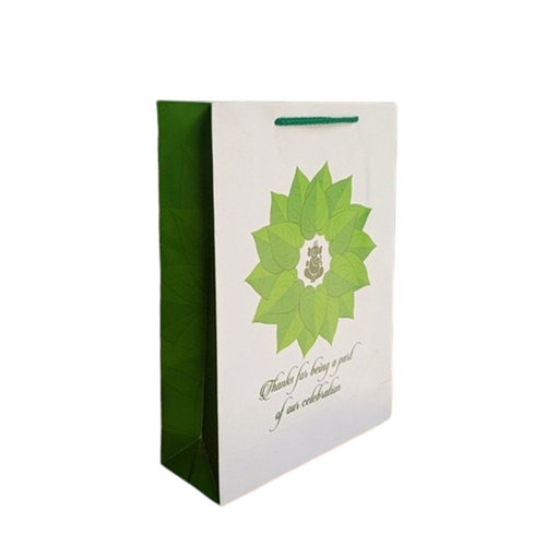 Green Leaf Thank You Paper Gift Bags - Coating Type: Glossy/Matte As Per Requirement